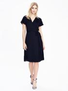 Banana Republic Womens Pleated Wrap Dress Size L Tall - Preppy Navy