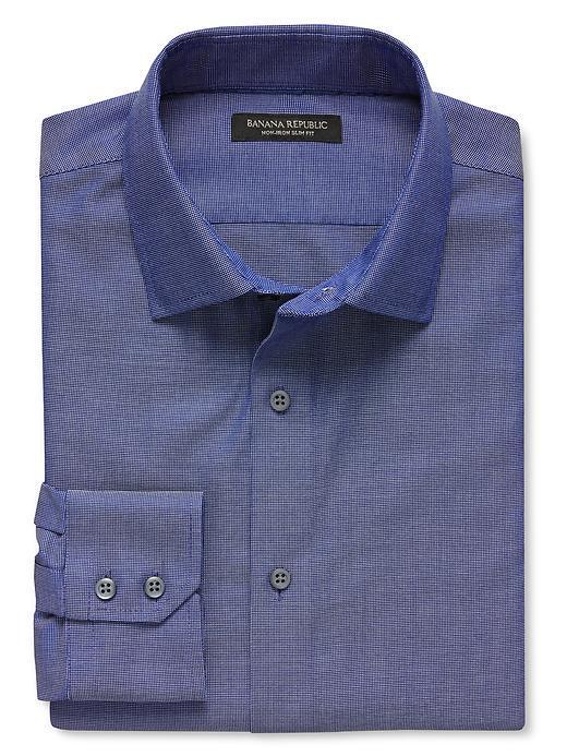 Banana Republic Slim Fit Non Iron Textured Solid Shirt - Dreamy Royal