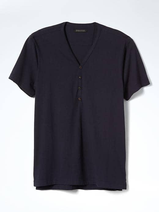 Banana Republic Mens Heritage Supima Cotton Henley - Navy