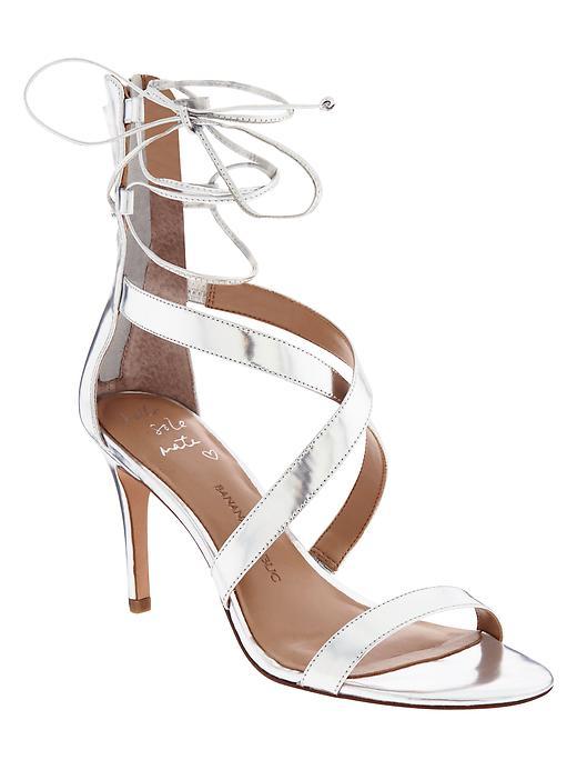 Banana Republic Mandey Ankle Tie Pump Size 10 - Silver