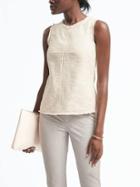 Banana Republic Womens Frayed Edge Tweed Shell - Ivory