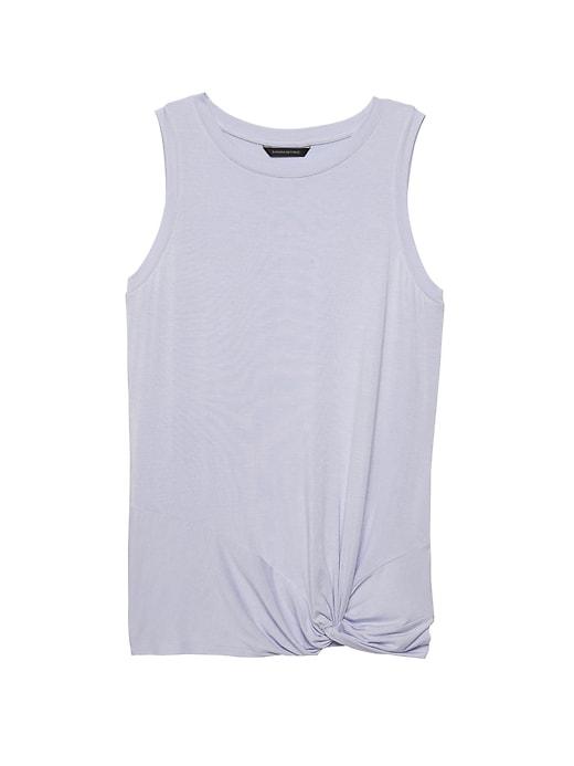 Banana Republic Womens Stretch-modal Twist Hem Tank Cerulean Blue Size Xxl