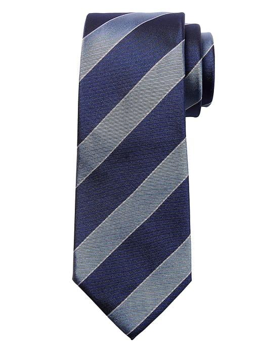 Banana Republic Mens University Stripe Silk Nanotex Tie Navy Size One Size