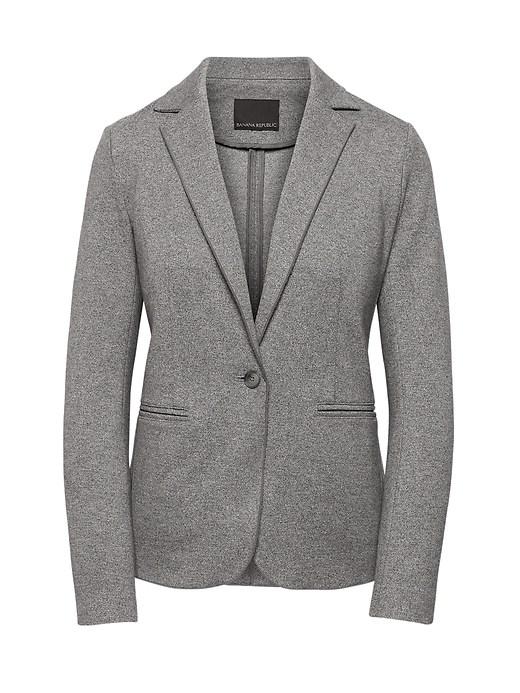 Banana Republic Womens Petite Unstructured Stretch Knit Blazer Light Gray Size 8