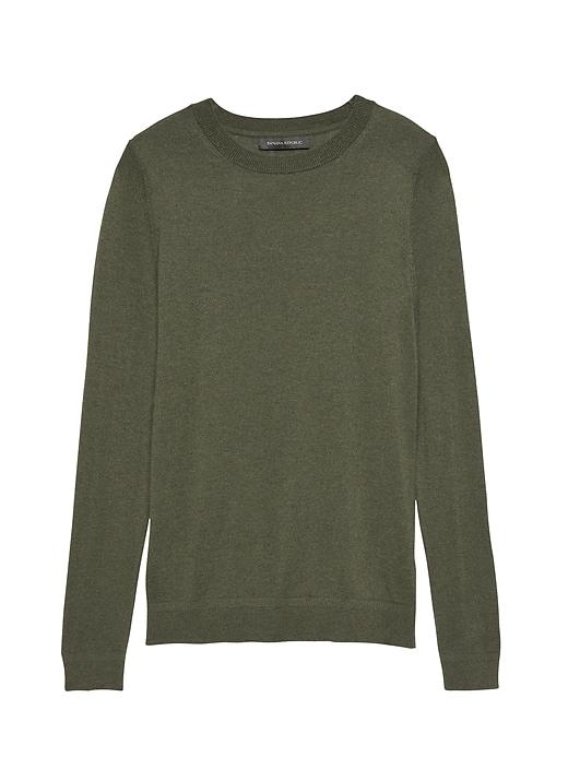 Banana Republic Womens Silk Cashmere Crew-neck Sweater Deep Olive Green Size Xs