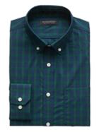 Banana Republic Mens New Slim-fit Tech-stretch Cotton Windowpane Shirt Festival Blue Size M