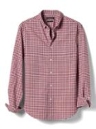 Banana Republic Mens Grant Fit Gingham Mechanical Stretch Oxford Shirt - Tomato Paste