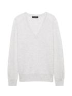 Banana Republic Womens Cashmere V-neck Sweater Heather Light Gray Size Xs