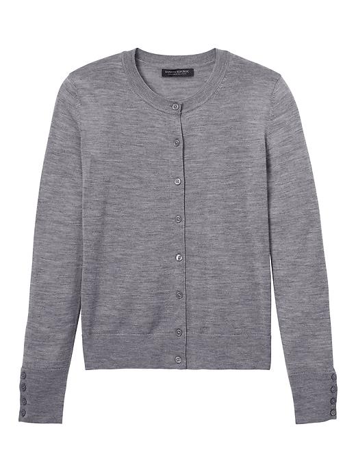 Banana Republic Womens Machine Washable Merino Button Cuff Cardigan - Heather Gray