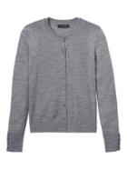 Banana Republic Womens Machine Washable Merino Button Cuff Cardigan - Heather Gray