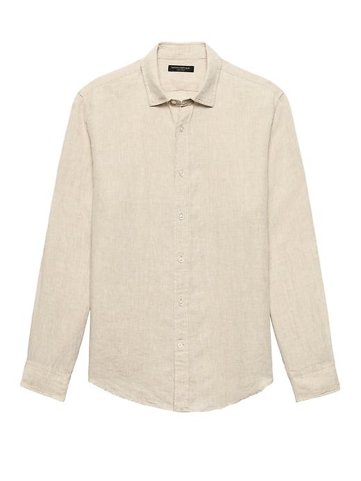Banana Republic Mens Camden Standard-fit Linen Shirt Natural Size L