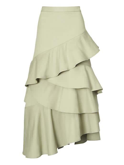 Banana Republic Womens Asymmetrical Cascade Ruffle Skirt - Garden Sage