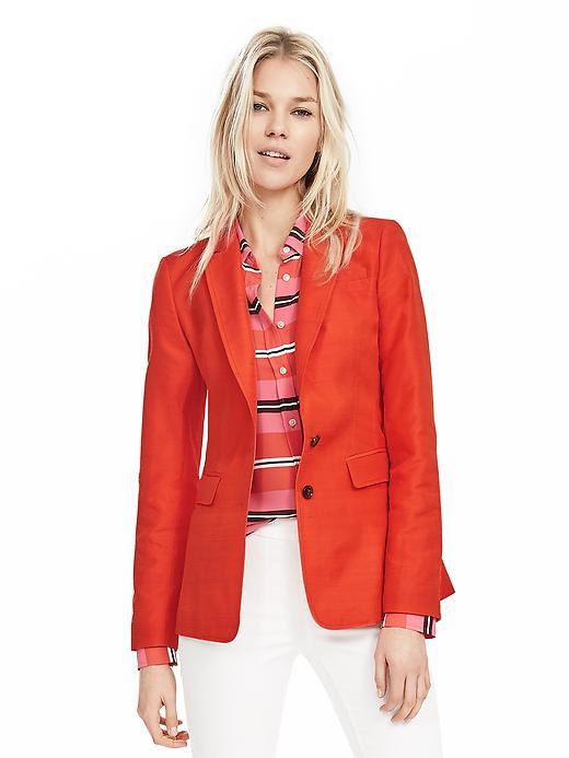 Banana Republic Coral Silk Blend Blazer Size 0 Petite - Coral