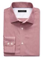 Banana Republic Mens Slim Fit Non Iron Micro Gingham Shirt Size L Tall - Dark Saffron