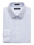 Banana Republic Mens Grant Slim-fit Non-iron Grid Shirt Riviera Blue Size M