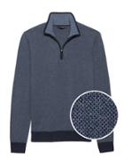 Banana Republic Mens Premium Cotton Cashmere Birdseye Half-zip Sweater Navy Blue Size M