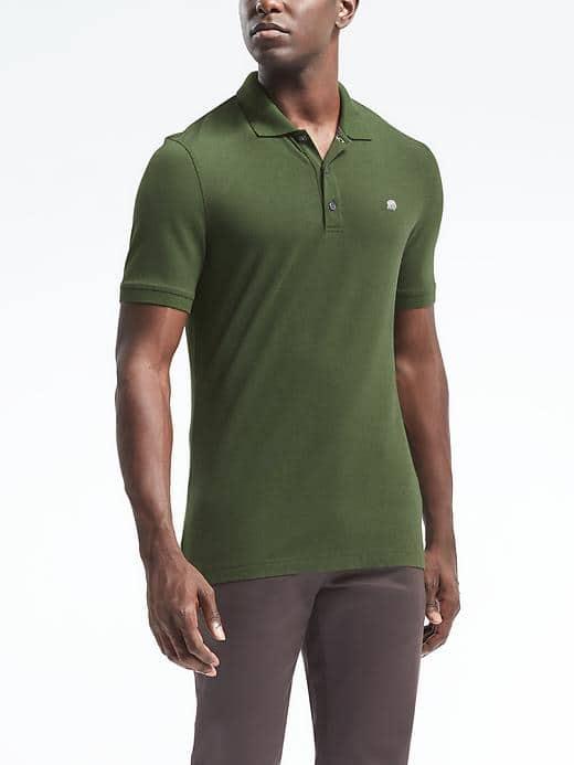 Banana Republic Mens Solid Pique Polo - Crocodile Green