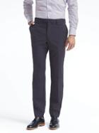 Banana Republic Mens Slim Plaid Performance Stretch Wool Dress Pant - Navy