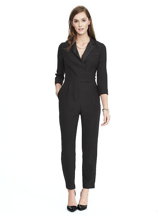 Banana Republic Womens Tuxedo Jumpsuit - Black