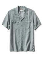 Banana Republic Mens Heritage Grant Fit Short Sleeve Dobby Shirt Size L Tall - Green Slate