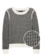 Banana Republic Womens Heart-stitch Crew-neck Sweater Damask White & Black Size L