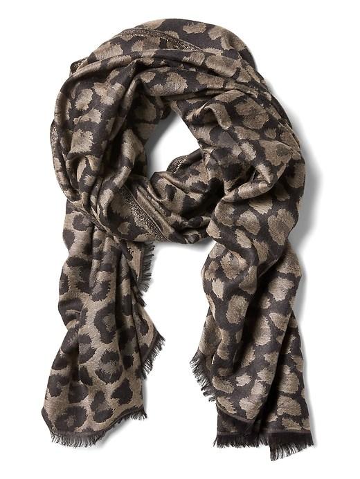 Banana Republic Womens Shiny Leopard Print Rectangular Scarf Beige Size One Size