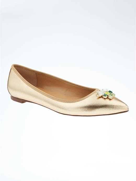 Banana Republic Embellished Pointed Toe Robin Ballet Flat - Gold