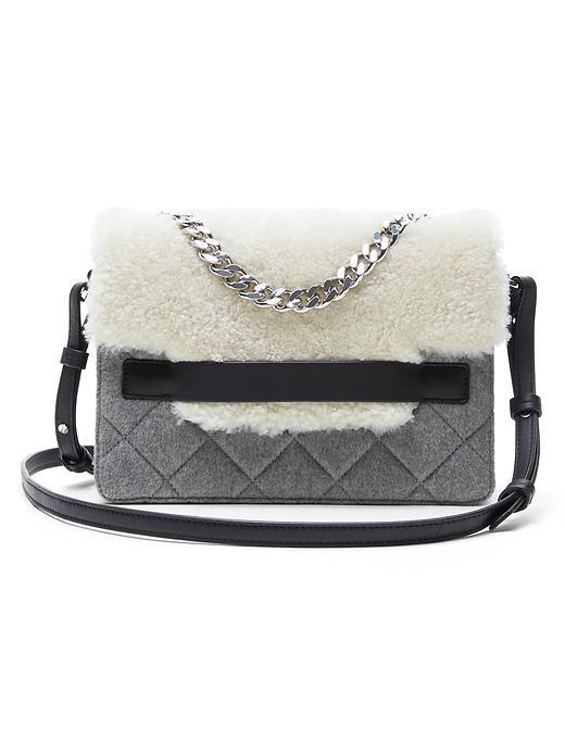 Banana Republic Shearling Flap Chain Shoulder Bag Size One Size - Heather Gray
