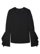 Banana Republic Womens Ruffle Sleeve Couture Sweatshirt - Black