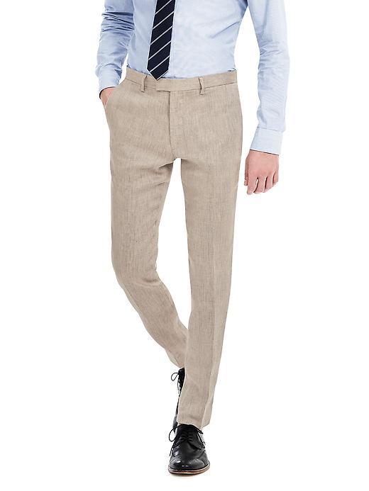 Banana Republic Mens Modern Slim Khaki Linen Suit Trouser Size 34w 36l Tall - Khaki/maui