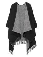Banana Republic Womens Reversible Wool Blend Poncho Black With Heather Gray Size One Size