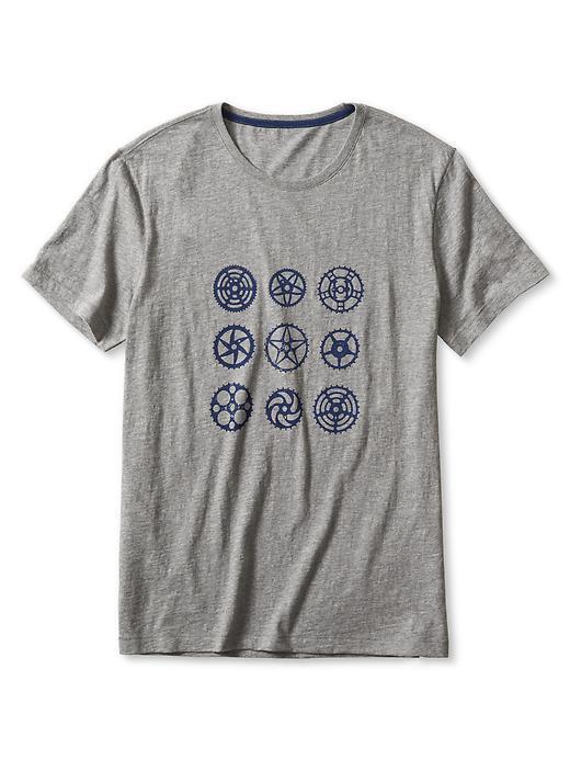 Banana Republic Mens Spokes Graphic Tee Size L Tall - Medium Gray Heather