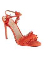 Banana Republic Bryn Feather Fringe Heeled Sandal Size 10 - Neon Sunset