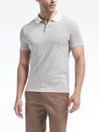 Banana Republic Mens Slim Luxury Touch Feeder Stripe Polo - Gray Sky
