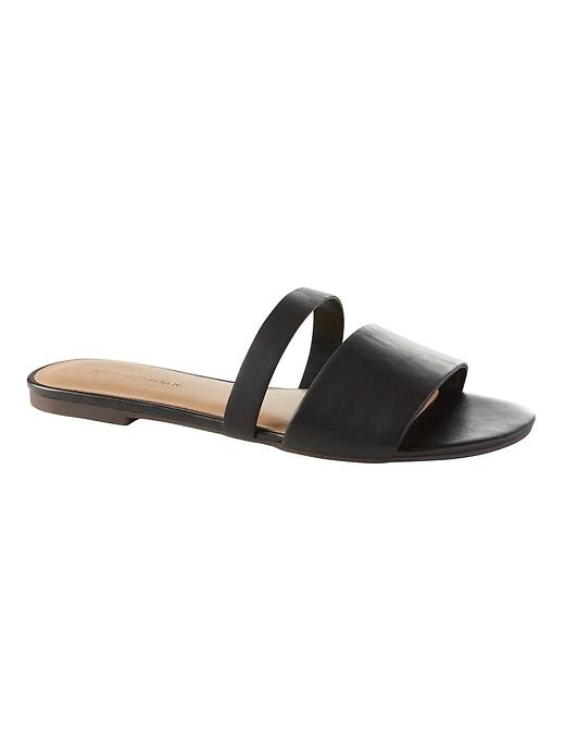 Banana Republic Womens Double-strap Slide Black Size 8 1/2