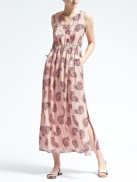 Banana Republic Womens Gathered Maxi Dress - Pink Blush