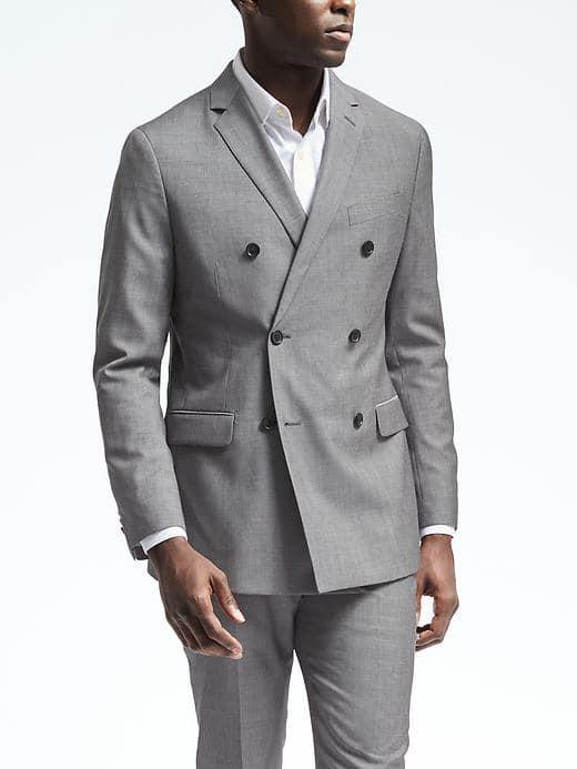 Banana Republic Mens Slim Double Breasted Blazer - Grey