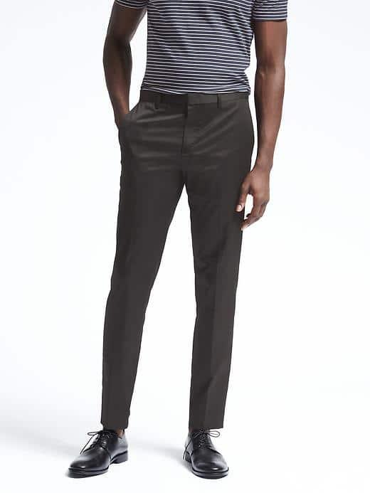 Banana Republic Mens Slim Non Iron Cotton Pant - Black