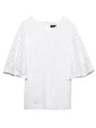 Banana Republic Womens Lace Flare-sleeve Top White Size L