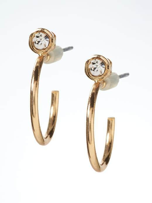 Banana Republic Mini Jeweled Hoop - Gold