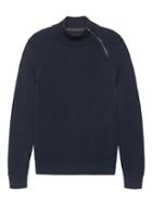 Banana Republic Mens Cotton Ribbed Asymmetrical Half-zip Raglan Sweater Navy Blue Size Xs