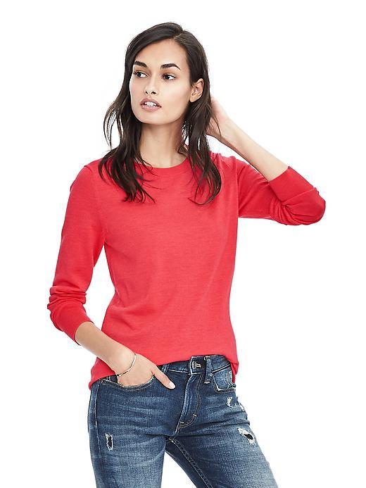 Banana Republic Womens Merino Crew Sweater - Coral Glory