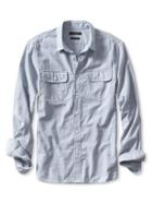 Banana Republic Mens Grant Fit Acorn Pocket Custom 078 Wash Shirt Size L Tall - Light Blue