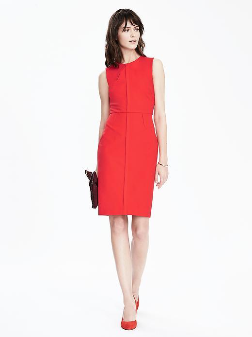 Banana Republic Womens Bi Stretch Pleat Dress Size 0 Petite - Poster Red