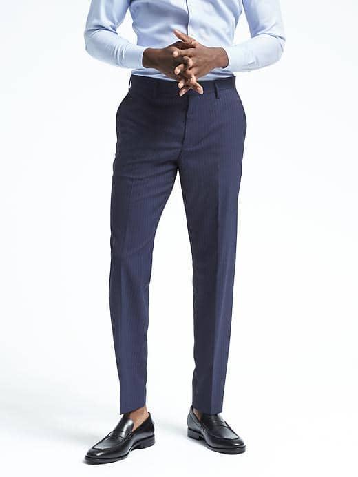 Banana Republic Mens Standard Blue Nanotex Wool Pant - Navy