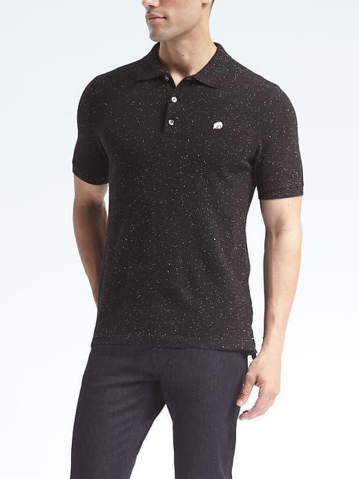 Banana Republic Mens Slim Neps Signature Pique Polo - Black