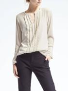 Banana Republic Womens Easy Care Pintuck Lace Blouse - Snow Day
