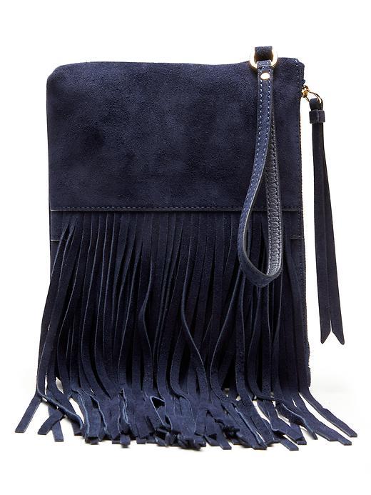 Banana Republic Italian Suede Fringe Small Pouch Size One Size - Preppy Navy