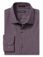 Banana Republic Mens Grant Fit Supima Cotton Mini Check Shirt Size L Tall - Prestine Purple