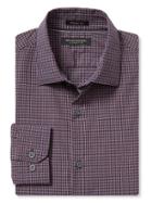 Banana Republic Mens Grant Fit Supima Cotton Mini Check Shirt Size L Tall - Prestine Purple